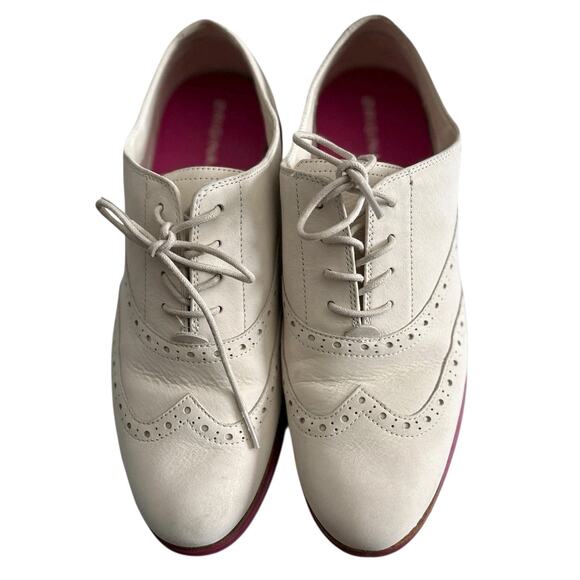 Cole Haan ZeroGrand Oxford Shoes Women 10 White Suede Pink Sole Lace Up Wingtip - Picture 8 of 12
